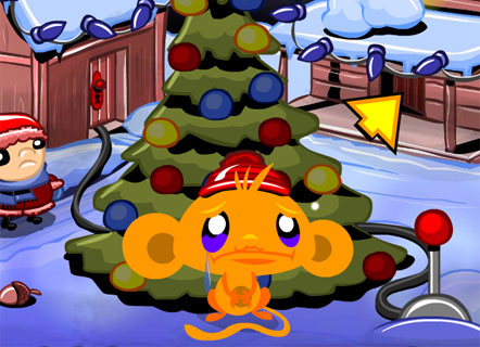 Гра Щаслива мавпочка прикрашає новорічну ялинку